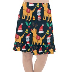 Funny Christmas Pattern Background Fishtail Chiffon Skirt by Uceng