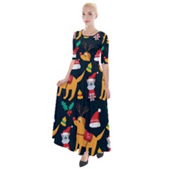 Funny Christmas Pattern Background Half Sleeves Maxi Dress by Uceng