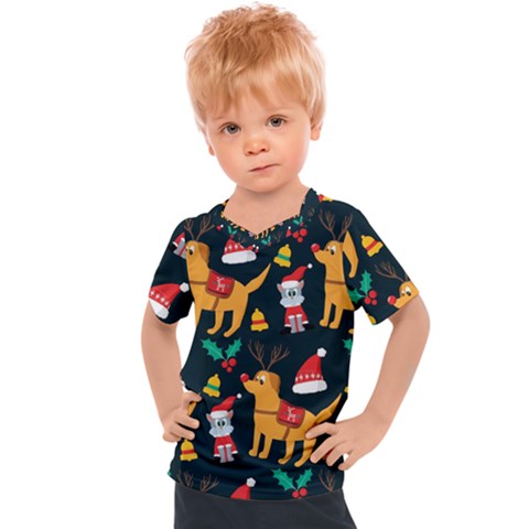 Funny Christmas Pattern Background Kids  Sports Tee by Uceng