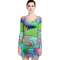 Colorful Stylish Design Long Sleeve Bodycon Dress by gasi