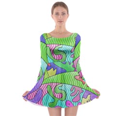 Colorful Stylish Design Long Sleeve Skater Dress by gasi