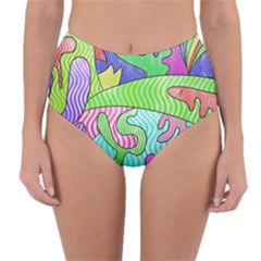 Colorful Stylish Design Reversible High-waist Bikini Bottoms by gasi