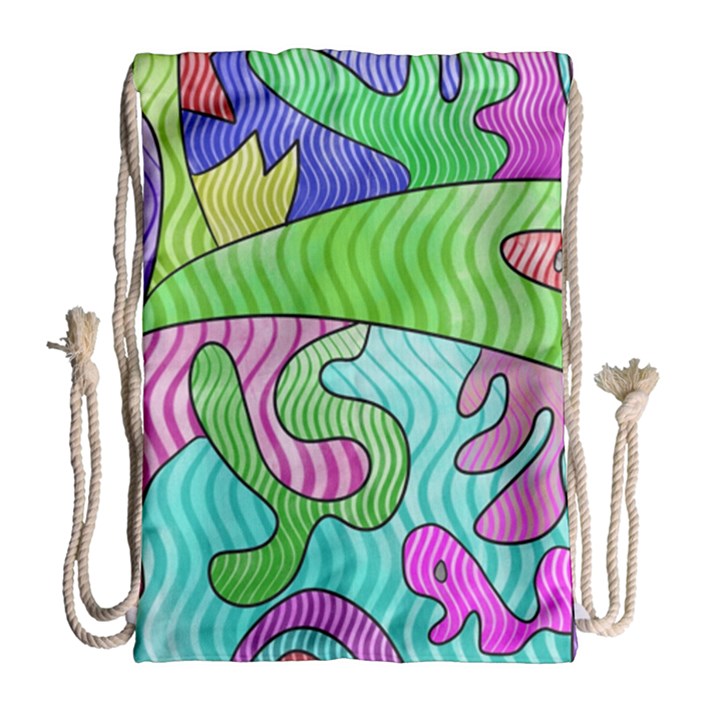 Colorful stylish design Drawstring Bag (Large)