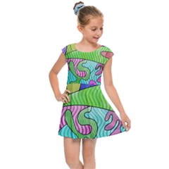 Colorful Stylish Design Kids  Cap Sleeve Dress by gasi