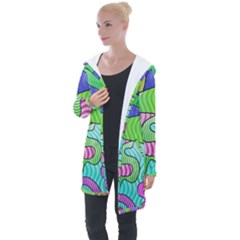 Colorful Stylish Design Longline Hooded Cardigan by gasi