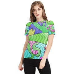 Colorful Stylish Design Women s Short Sleeve Rash Guard by gasi