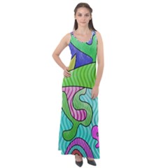 Colorful Stylish Design Sleeveless Velour Maxi Dress by gasi