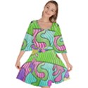 Colorful stylish design Velour Kimono Dress View1