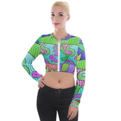 Colorful Stylish Design Long Sleeve Cropped Velvet Jacket by gasi