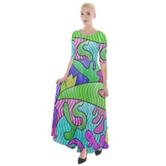 Colorful Stylish Design Half Sleeves Maxi Dress by gasi