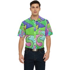 Colorful Stylish Design Men s Short Sleeve Pocket Shirt  by gasi