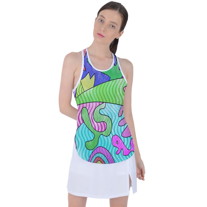 Colorful stylish design Racer Back Mesh Tank Top