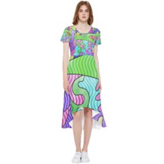 Colorful Stylish Design High Low Boho Dress by gasi