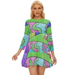 Colorful Stylish Design Long Sleeve Babydoll Dress by gasi