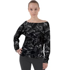 Xeno Frenzy Off Shoulder Long Sleeve Velour Top by MRNStudios