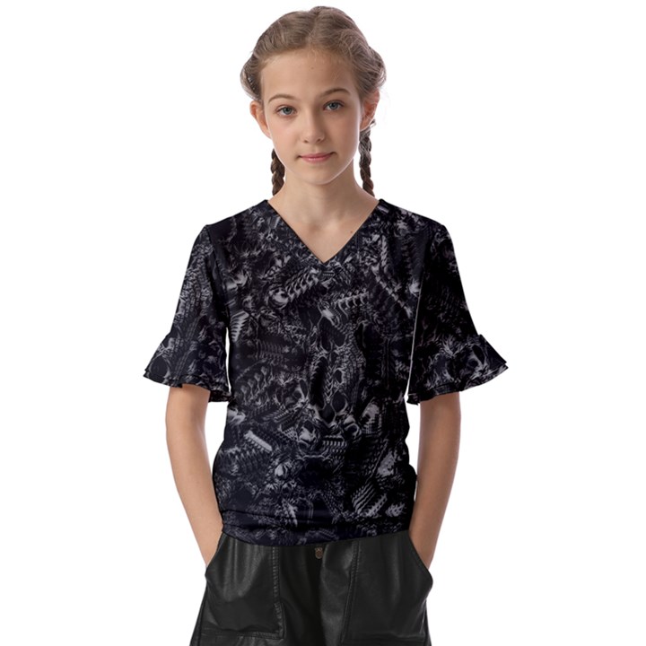 Xeno Frenzy Kids  V-Neck Horn Sleeve Blouse