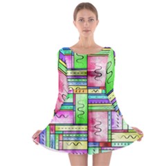 Colorful Pattern Long Sleeve Skater Dress by gasi