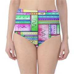 Colorful Pattern Classic High-waist Bikini Bottoms by gasi