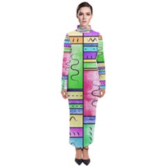 Colorful Pattern Turtleneck Maxi Dress by gasi