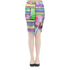 Colorful Pattern Midi Wrap Pencil Skirt by gasi