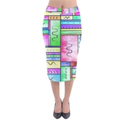 Colorful Pattern Velvet Midi Pencil Skirt by gasi