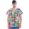 Colorful pattern Men s V-Neck Scrub Top View1