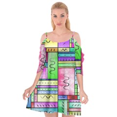 Colorful Pattern Cutout Spaghetti Strap Chiffon Dress by gasi