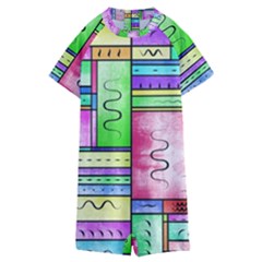 Colorful Pattern Kids  Boyleg Half Suit Swimwear