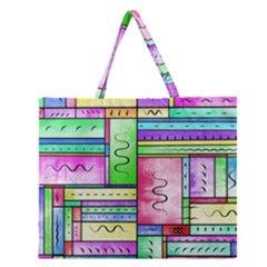 Colorful Pattern Zipper Large Tote Bag by gasi