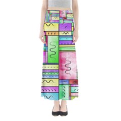 Colorful Pattern Full Length Maxi Skirt by gasi