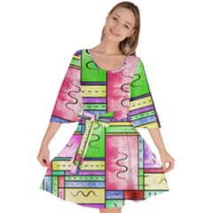 Colorful Pattern Velour Kimono Dress by gasi