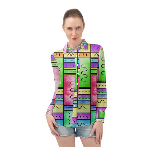 Colorful Pattern Long Sleeve Chiffon Shirt by gasi