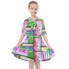 Colorful Pattern Kids  All Frills Chiffon Dress by gasi