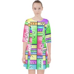 Colorful Pattern Quarter Sleeve Pocket Dress by gasi