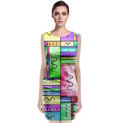 Colorful Pattern Sleeveless Velvet Midi Dress by gasi