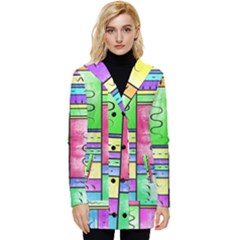 Colorful Pattern Button Up Hooded Coat  by gasi