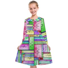 Colorful Pattern Kids  Midi Sailor Dress by gasi