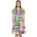 Colorful pattern Short Sleeve Waist Detail Dress View1