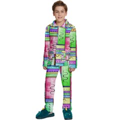 Colorful Pattern Kids  Long Sleeve Velvet Pajamas Set by gasi