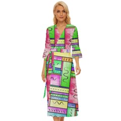 Colorful Pattern Midsummer Wrap Dress by gasi