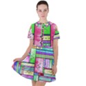 Colorful pattern Short Sleeve Shoulder Cut Out Dress  View1