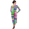 Colorful pattern Quarter Sleeve Midi Velour Bodycon Dress View2