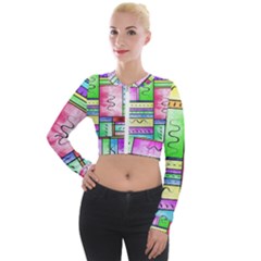 Colorful Pattern Long Sleeve Cropped Velvet Jacket by gasi