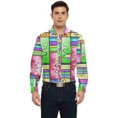 Colorful Pattern Men s Long Sleeve Pocket Shirt  by gasi