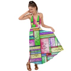 Colorful Pattern Backless Maxi Beach Dress by gasi