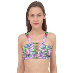 Colorful Pattern Cage Up Bikini Top by gasi