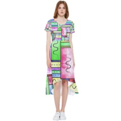 Colorful Pattern High Low Boho Dress by gasi