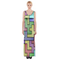 Colorful Stylish Design Thigh Split Maxi Dress by gasi