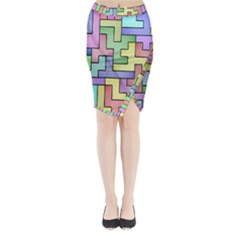 Colorful Stylish Design Midi Wrap Pencil Skirt by gasi