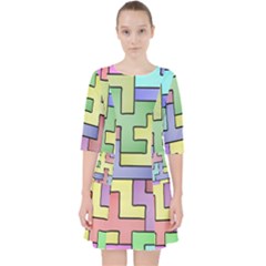 Colorful Stylish Design Quarter Sleeve Pocket Dress by gasi